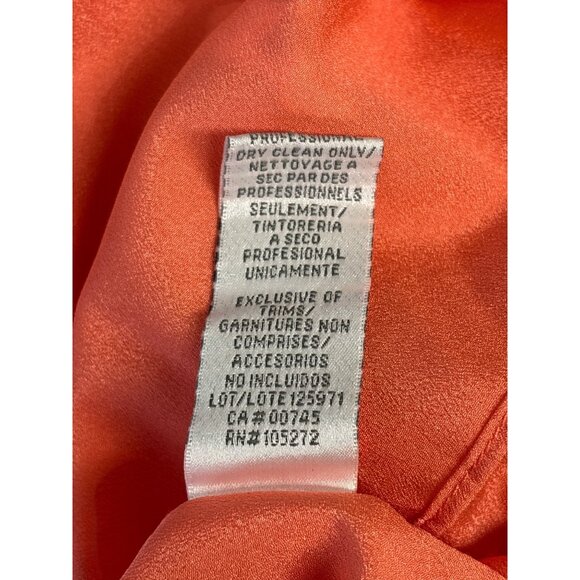 Theia One-Shoulder Coral Maxi Dress W/Ruffle Detail Womens Size 8 Polyester Blen - Picture 7 of 11